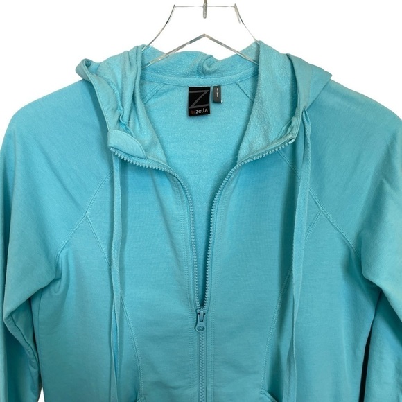 Z by Zella Aqua/Turquoise Full Zip Hoodie w/Two Side Pockets Tab Zip Cover Sz XS - Picture 4 of 13